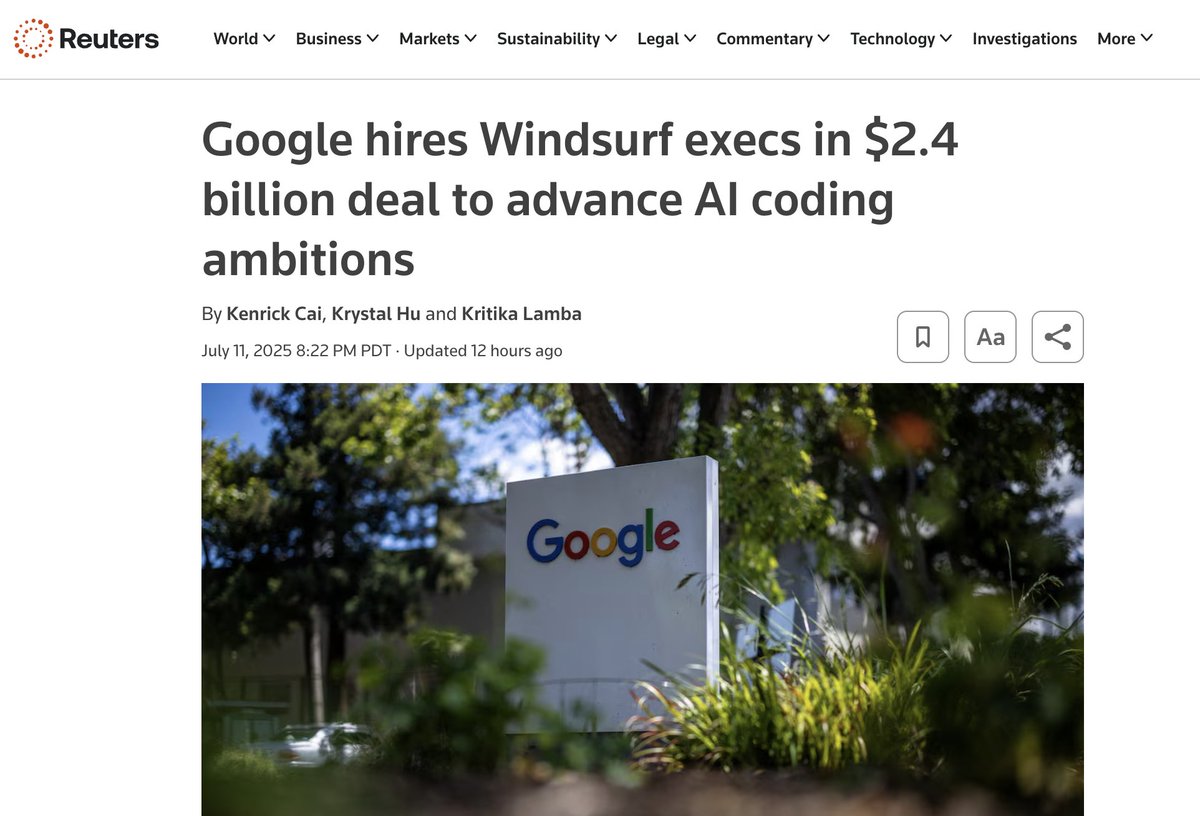 Instead of a traditional acquisition by OpenAI, @Windsurf got 