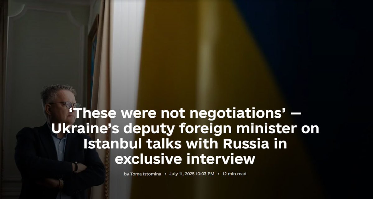 vick55top's tweet image. Russia will agree to a meeting between Putin and Zelensky only after Kiev capitulates, - Deputy Foreign Minister of Ukraine
➖"Putin's mandate (at the Istanbul talks) is to force capitulation. Their logic is the opposite of ours. We say: let's establish a ceasefire as a…