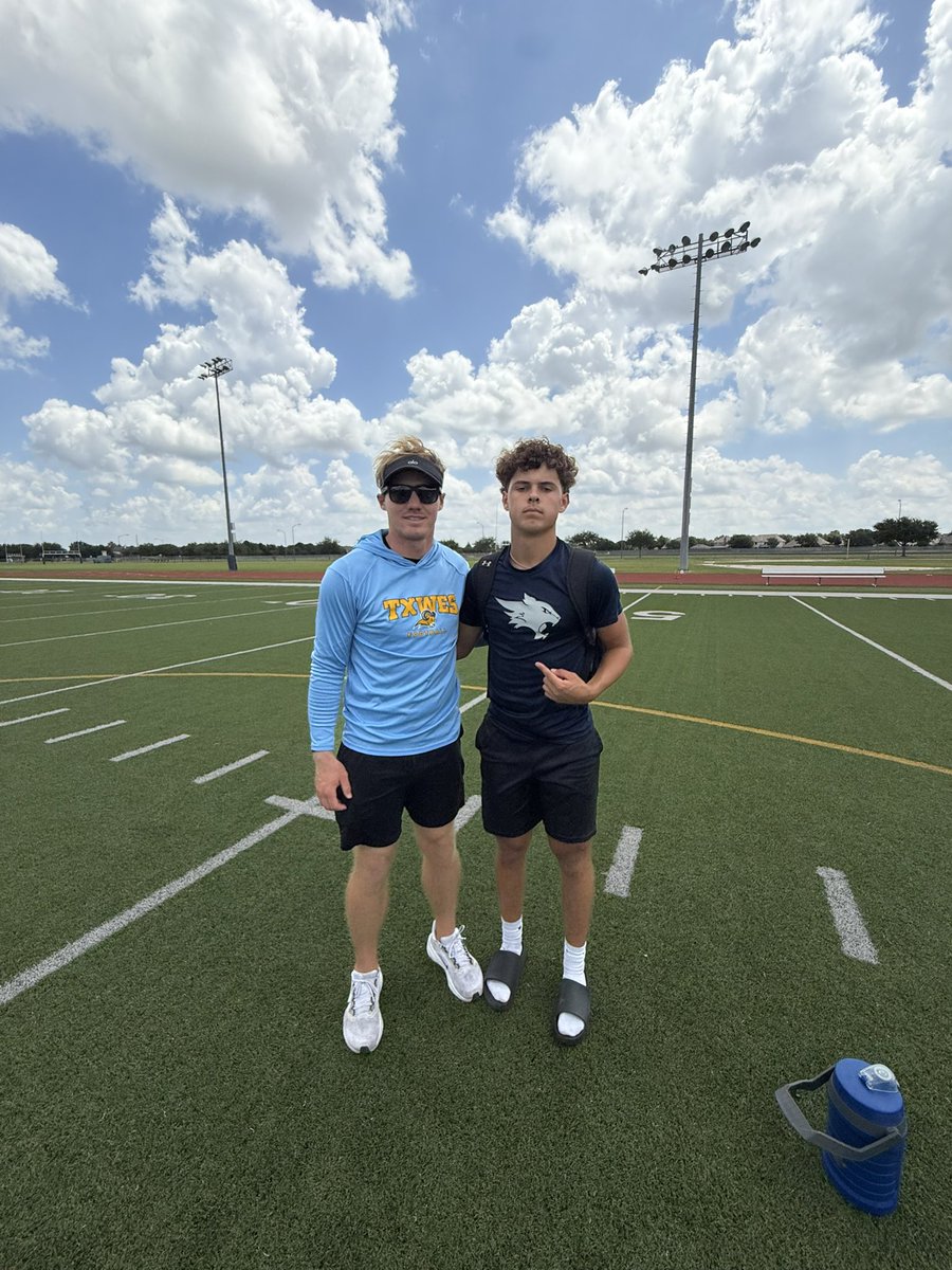 Had a great camp this morning <a href="/TxWesFootball/">TxWes Football</a> thank you to <a href="/cobecraft/">Cobe Craft</a> for the great coaching today, improved very well in just that time, for sure will be back. -
Also improved in speed work! 
(4.71 40 yard dash) &amp; (4.44 pro agility) !!
|<a href="/Football_TMHS/">TMHS Football</a> | <a href="/CoachJDCary/">Coach Cary</a> | <a href="/QBHitList/">QBHitList.com</a>