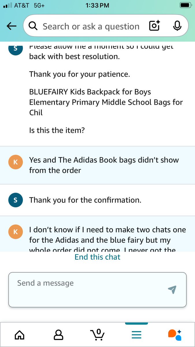 kitty4359792's tweet photo. @amazon your chat representatives suck! Trying to get a refund! Don’t know how many ways to say two book bags I ordered never delivered I got diapers delivered to me instead! I have to wait till July 14 to qualify for a refund!!! https://t.co/oOM5GIqcJG