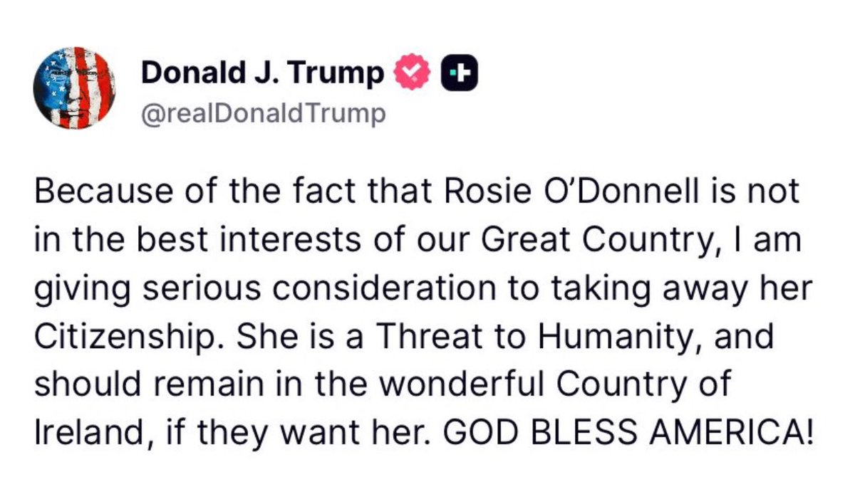 Advisors: Mr. President, your people are really upset with you about the Epstein files.

Trump: Let’s brainstorm some crazy tweets to distract them

Advisor: We could take away Rosie O’Donnell’s citizenshi….

Trump: Say less