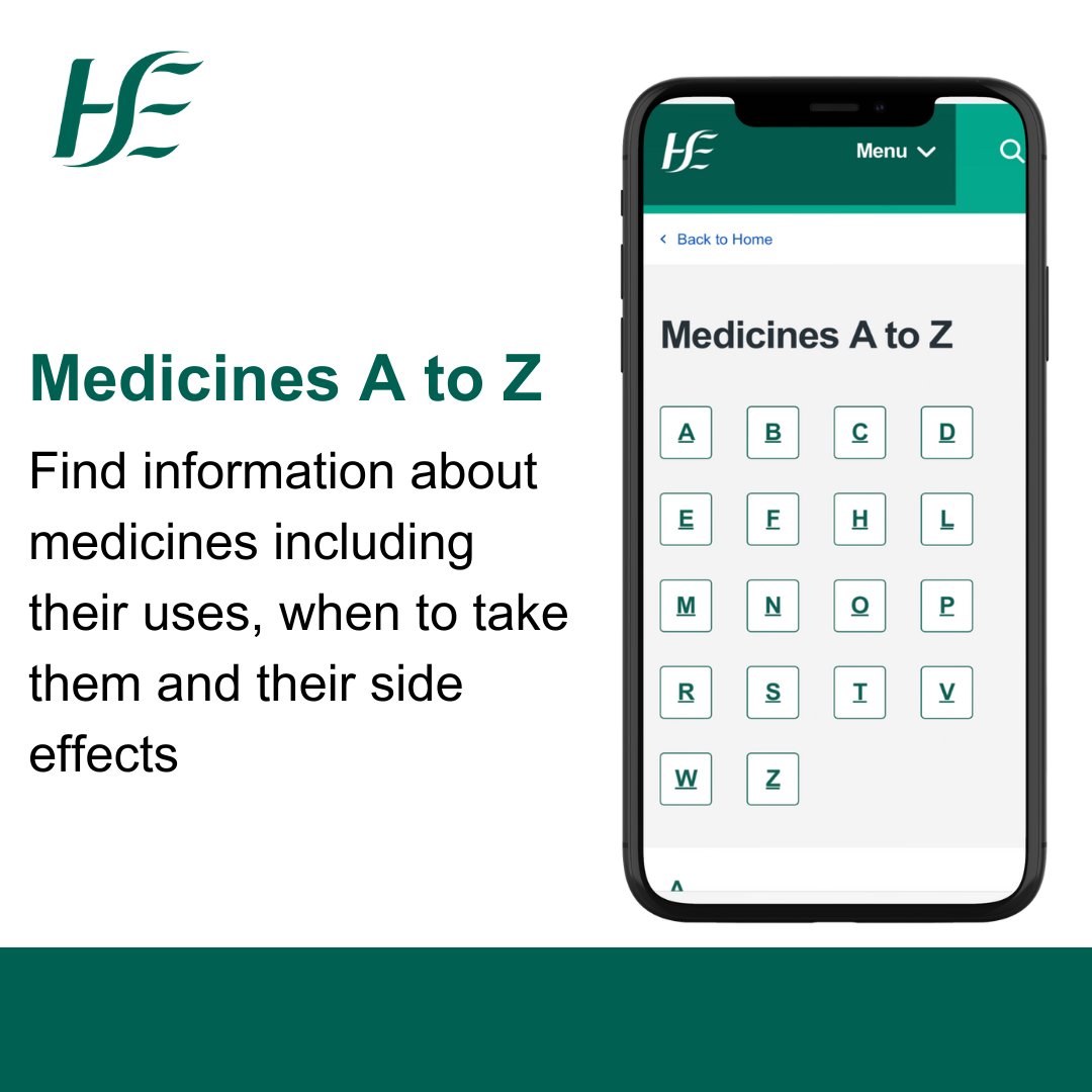 Find information about medicines including their uses, when to take them and their side effects in our Medicines A to Z guide. 

You can keep a list of the medicines you take or use in the HSE Health App: bit.ly/40dICwJ