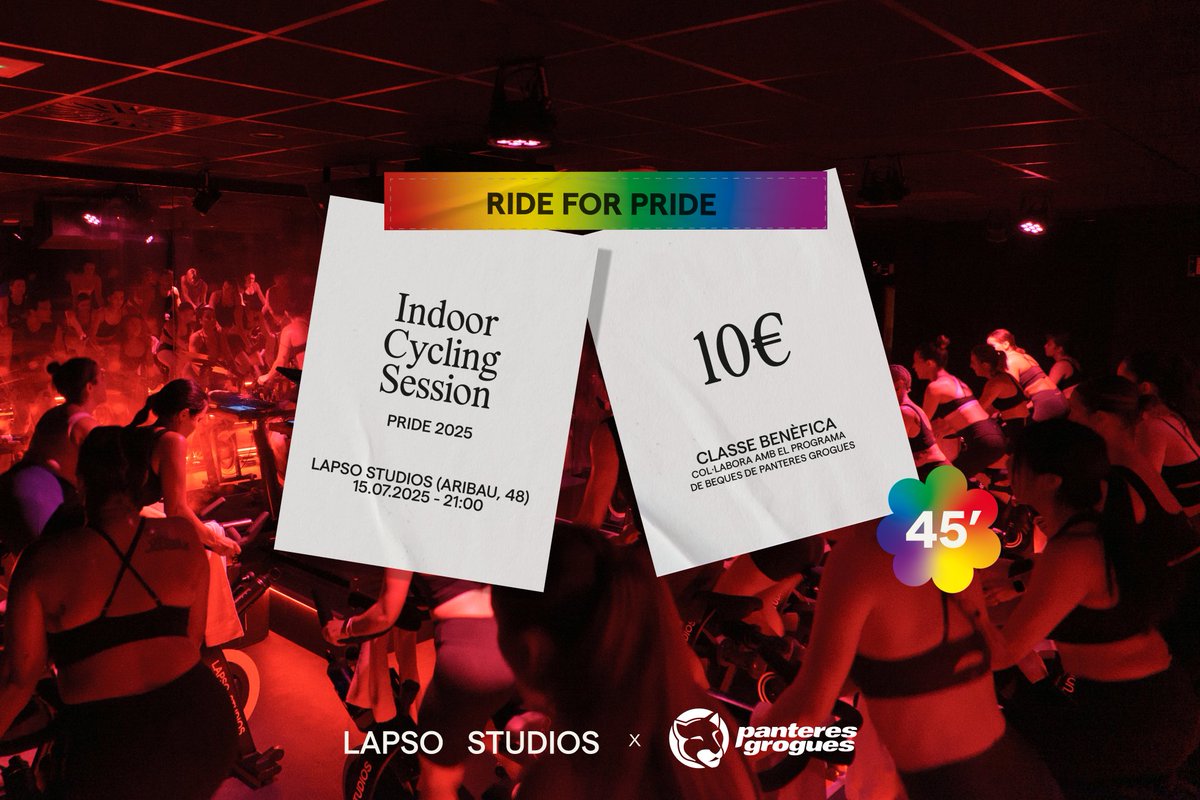 Panteres Grogues (@panteresgrogues) on Twitter photo 🚴♂️ Pedaleja amb orgull! 🏳️🌈
Aquest dimarts 15/7 a les 21 h, sessió exclusiva de ciclisme indoor a LAPSO STUDIOS (Aribau 48)!
Inscripció per l’app de Panteres o aquí 👉 centro.resasports.com/web-front/4591…
💛 Aportació de 10 € pel programa de beques del club.
#Pride2025 #PanteresGrogues 🚴♂️ Pedaleja amb orgull! 🏳️🌈
Aquest dimarts 15/7 a les 21 h, sessió exclusiva de ciclisme indoor a LAPSO STUDIOS (Aribau 48)!
Inscripció per l’app de Panteres o aquí 👉 centro.resasports.com/web-front/4591…
💛 Aportació de 10 € pel programa de beques del club.
#Pride2025 #PanteresGrogues