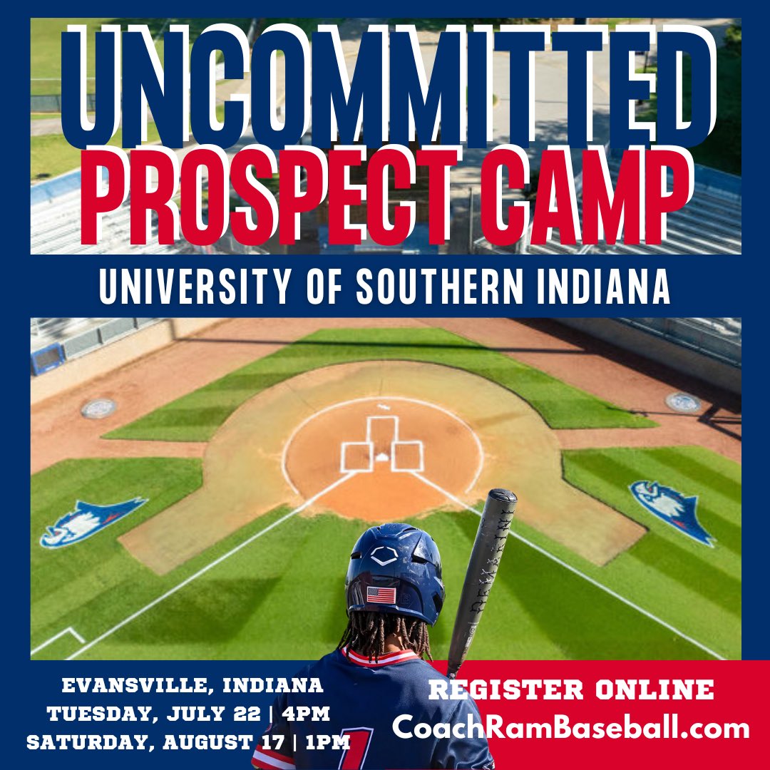 USI Baseball (@usibaseball) on Twitter photo 👀 LOOKING FOR A D1 ⁉️⁉️⁉️
Uncommitted 25s, 26s, 27s, JUCO & transfers - register TODAY‼️ CoachRamBaseball.com
Tuesday, July 22
Or
Saturday, August 17
<a href="/FlatgroundApp/">FLATGROUND Pitching</a> <a href="/CoachRamirez7/">Chris Ramirez</a>
<a href="/BUncommitted/">Baseball_Uncommitted</a> <a href="/IndianaSportsN1/">Indiana Sports Network</a> <a href="/TeamIndBasey/">Team Indiana Baseball ⚾</a> <a href="/bkrennrich9/">Brandon Krennrich</a> <a href="/NMayerhofer2/">Nick Mayerhofer</a> <a href="/DBeaz25/">Derek Beasley</a> <a href="/USIAthletics/">USI Athletics</a> 👀 LOOKING FOR A D1 ⁉️⁉️⁉️
Uncommitted 25s, 26s, 27s, JUCO & transfers - register TODAY‼️ CoachRamBaseball.com
Tuesday, July 22
Or
Saturday, August 17
<a href="/FlatgroundApp/">FLATGROUND Pitching</a> <a href="/CoachRamirez7/">Chris Ramirez</a>
<a href="/BUncommitted/">Baseball_Uncommitted</a> <a href="/IndianaSportsN1/">Indiana Sports Network</a> <a href="/TeamIndBasey/">Team Indiana Baseball ⚾</a> <a href="/bkrennrich9/">Brandon Krennrich</a> <a href="/NMayerhofer2/">Nick Mayerhofer</a> <a href="/DBeaz25/">Derek Beasley</a> <a href="/USIAthletics/">USI Athletics</a>
