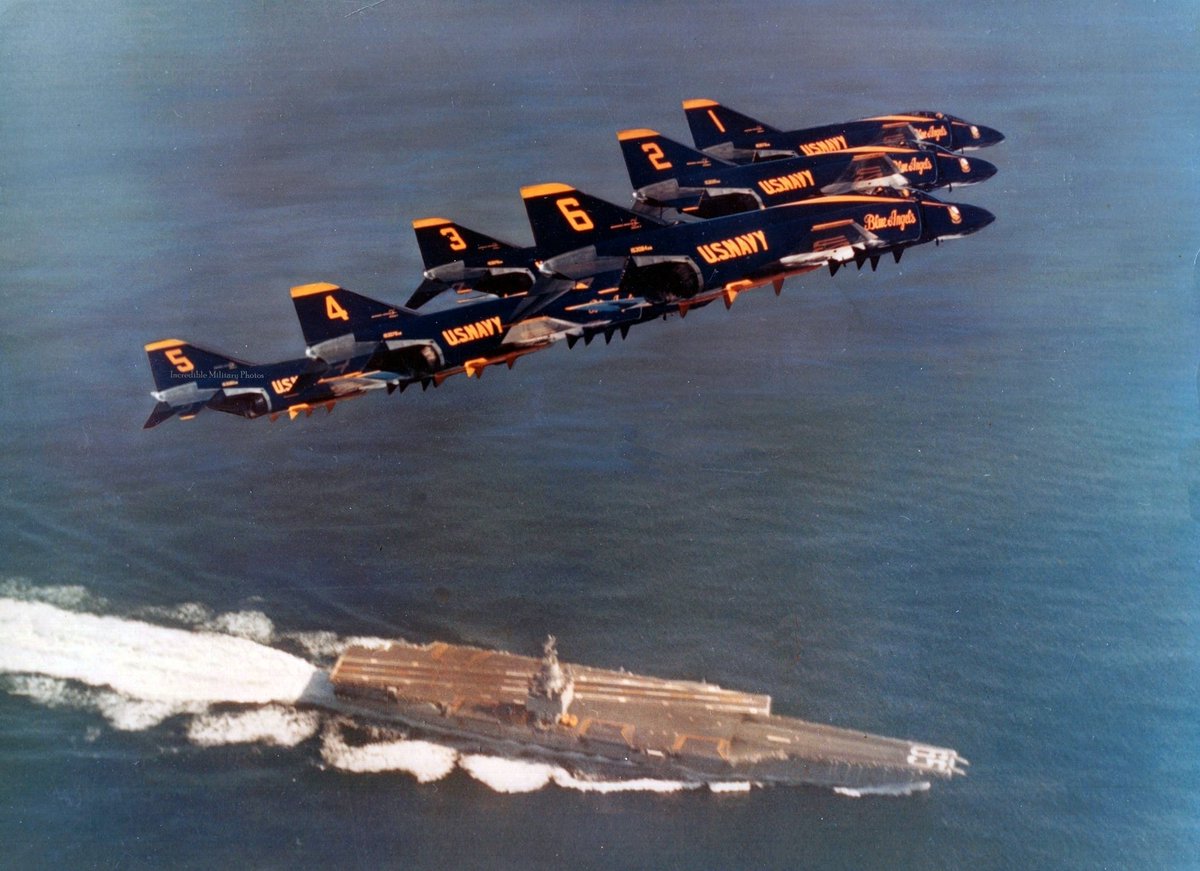 Blue Angels F-4 Phantom over USS Enterprise.