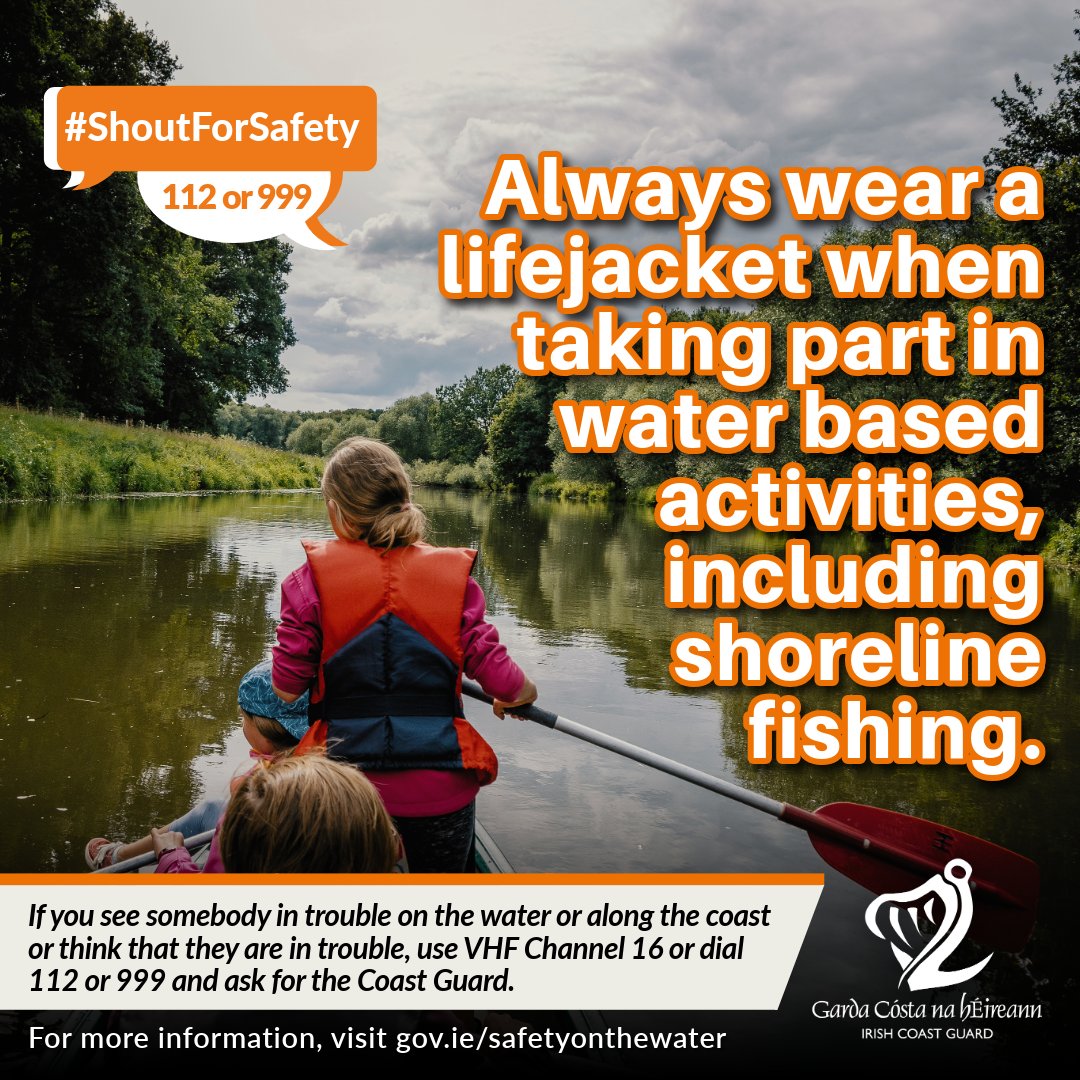 IrishCoastGuard's tweet image. ☀️ This weekend, the Irish Coast Guard is reminding everyone to stay vigilant around water

⛵️ When on the water, always wear a lifejacket or buoyancy aid and ensure it is properly fitted and in good condition

👉🔗 gov.ie/en/safety-on-t… h