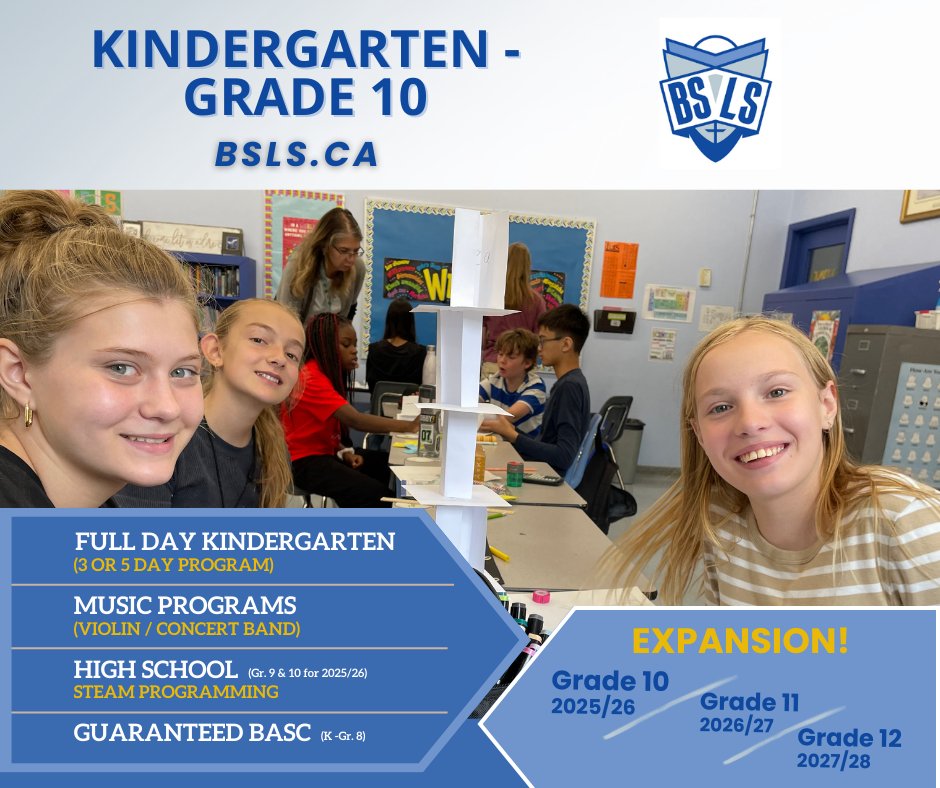 BSLSchool_wpg's tweet photo. Come join a growing school that offers strong academic programs to a diverse, multicultural student body.
Apply for Grade 9 &amp; 10 today! https://t.co/l8CC8eJVYR