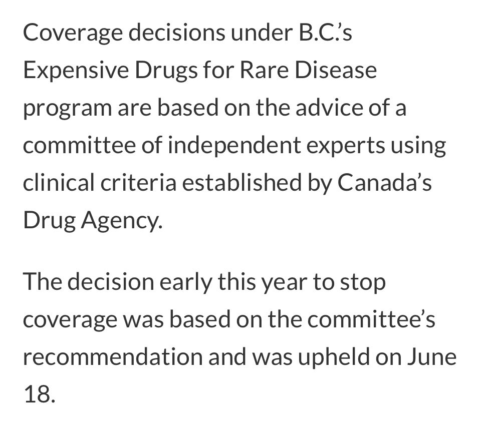 Not to detract from the moral cowardice displayed by <a href="/Josie_Osborne/">Josie Osborne 🇨🇦</a>, and the outdated guidelines of <a href="/CDA_AMC/">CDA-AMC</a>, but who are the entrenched incompetents comprising the B.C. Expensive Drugs for Rare Disease committee of “independent experts”?

FOI please. 

1/