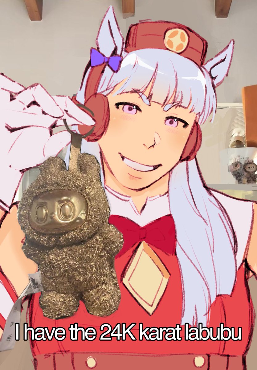 cielanc's tweet image. i cant sleep heres goldshi with 24k karat labubu #umamusume #goldship