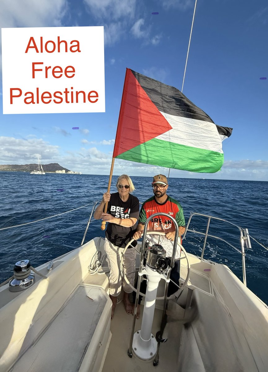 Ann Wright (@annwright46) on Twitter photo @Veteransforpeace members Ann Wright and Jayson Misula in Hawai'i with Diamond Head in the distance in solidarity with the sailing of the Handala for Gaza! <a href="/GazaFFlotilla/">Freedom Flotilla Coalition</a> @Veteransforpeace members Ann Wright and Jayson Misula in Hawai'i with Diamond Head in the distance in solidarity with the sailing of the Handala for Gaza! <a href="/GazaFFlotilla/">Freedom Flotilla Coalition</a>
