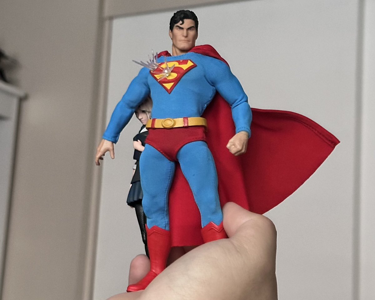 lethalcollector's tweet image. Day 7 of Posing Every #Superman Figure I Have: Mezco Superman with custom S emblems by @drone_custom_figures on IG