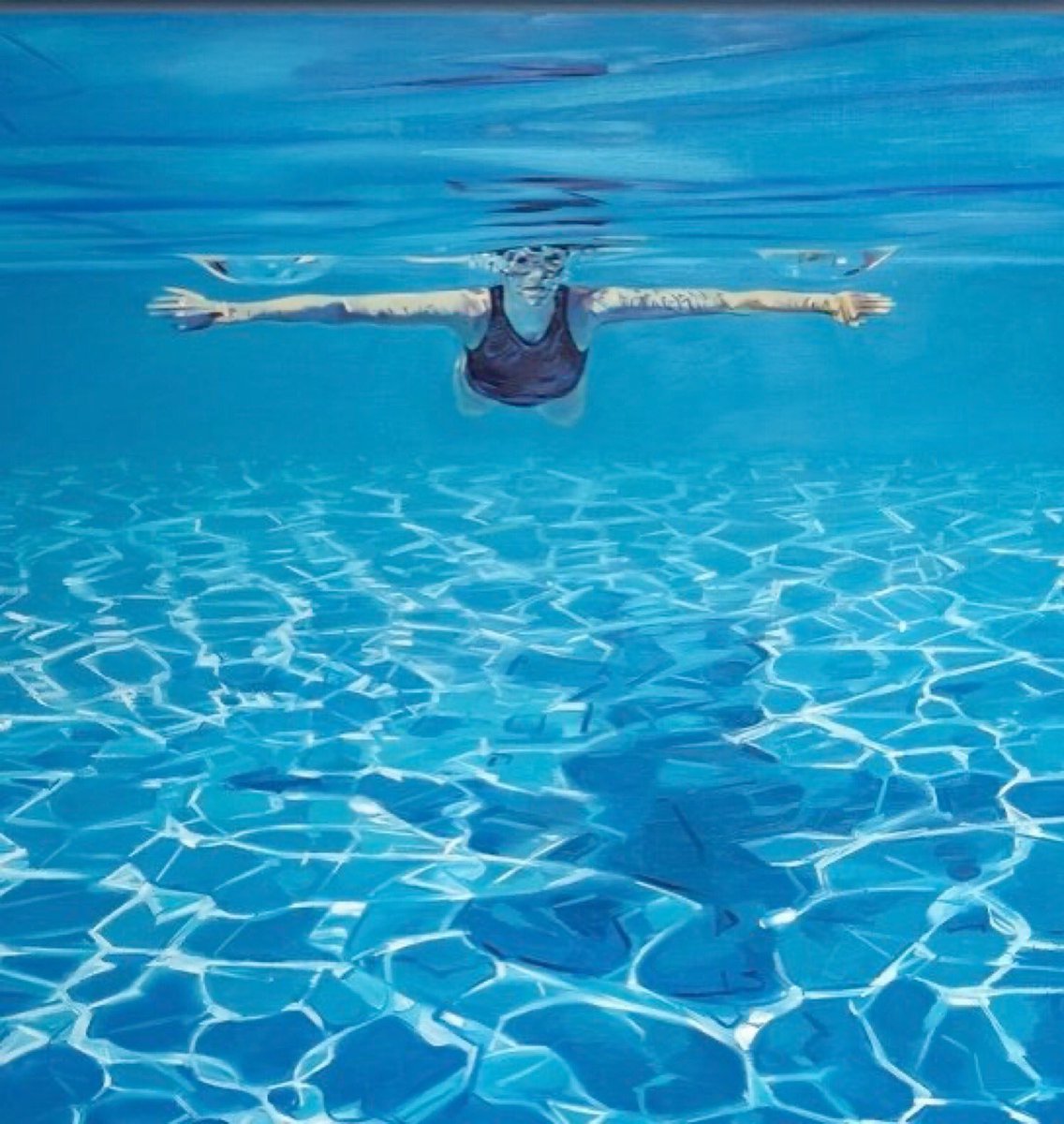 Contemporary UK artist Priscilla Watkins, known for her paintings of swimmers at Brockwell Lido, London