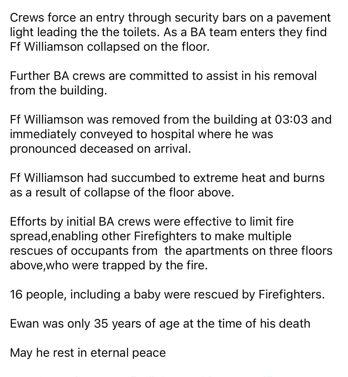 BrigadeMuseum's tweet photo. Today we remember Firefighter Ewan Williamson of @fire_scot on the 16th anniversary of his death.
May he rest in eternal peace
#mayherestinpeace #firefighter #ultimatesacrifice #edinburgh #firebrigademuseum https://t.co/FzTF0Z9qOL