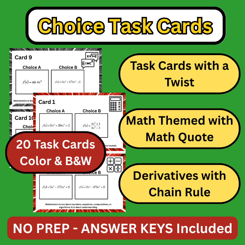 ColeMathematics's tweet photo. Choice Derivative Task Cards (Traditional Task Cards But with a Twist) - NO PREP https://t.co/J6blYM6COS https://t.co/8jCYMIhtJ6