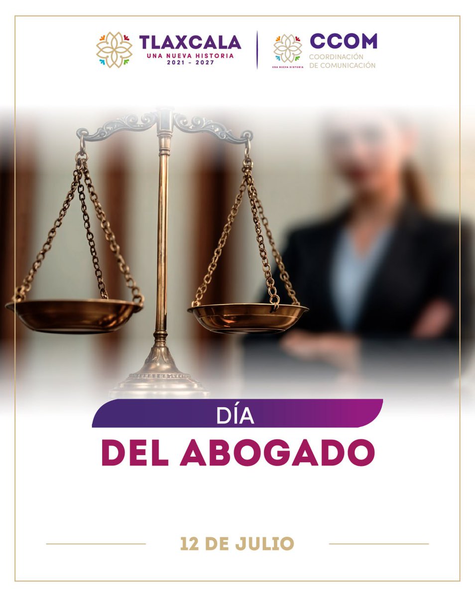 📚⚖️ En el #DíaDelAbogado reconocemos a quienes, con compromiso y ética, defienden la justicia y el Estado de derecho en #Tlaxcala y México. 🙌

👩‍⚖️👨‍⚖️ ¡Gracias por su labor incansable en la construcción de una sociedad más justa y equitativa!

#UnaNuevaHistoria