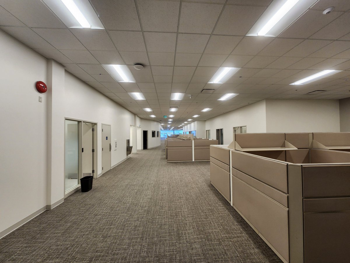 Northwall_Ltd's tweet photo. After completing the base building construction for the #SouthridgeMall, we were the successful bidder for 
#BennettDesign &amp; #ClaimSecure Inc.'s new 13,000 sq. ft. relocation. The new build is finished, they are moved in &amp; operational. #Sudbury #construction https://t.co/Odg9ucskPA