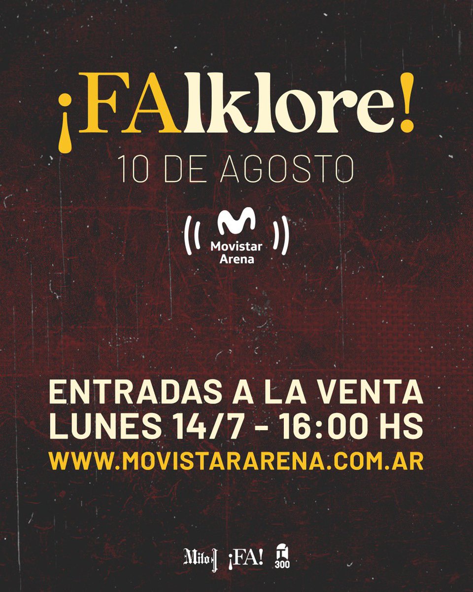 Esto es ¡FA! (@estoesfaok) on Twitter photo Este Lunes 14/7 a las 16 horas entradas a la venta por la página del <a href="/MovistarArenaAR/">MovistarArenaAR</a> para el ¡FAlklore! del 10 de agosto 🙌
¡No te lo pierdas! Nos vemos en la peña.
movistararena.com.ar/?fbclid=PAQ0xD… Este Lunes 14/7 a las 16 horas entradas a la venta por la página del <a href="/MovistarArenaAR/">MovistarArenaAR</a> para el ¡FAlklore! del 10 de agosto 🙌
¡No te lo pierdas! Nos vemos en la peña.
movistararena.com.ar/?fbclid=PAQ0xD…