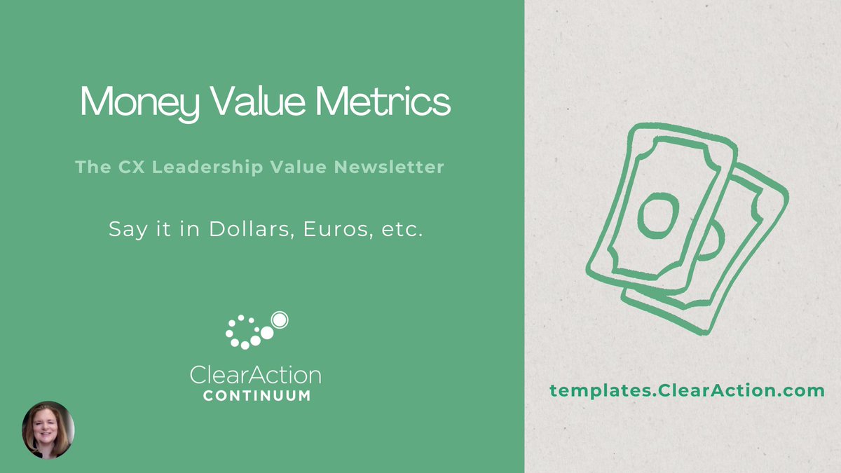 💰 Money Value Metrics: Say it in Dollars, Euros, etc. 

Subscribe to my weekend how-to newsletter!

templates.clearaction.com/p/money-value-… 

#CX #CustomerExpereince