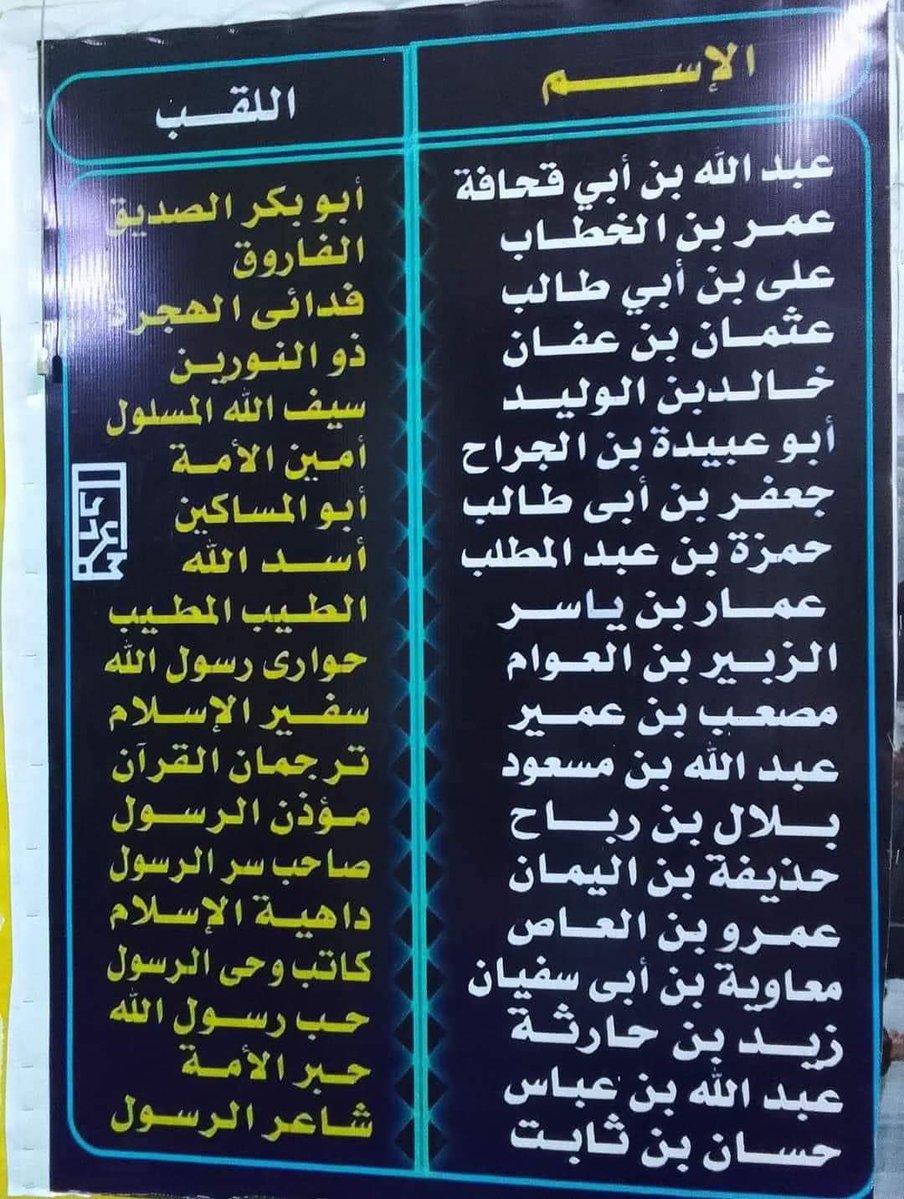 القاب الصحابة رضي الله عنهم ..