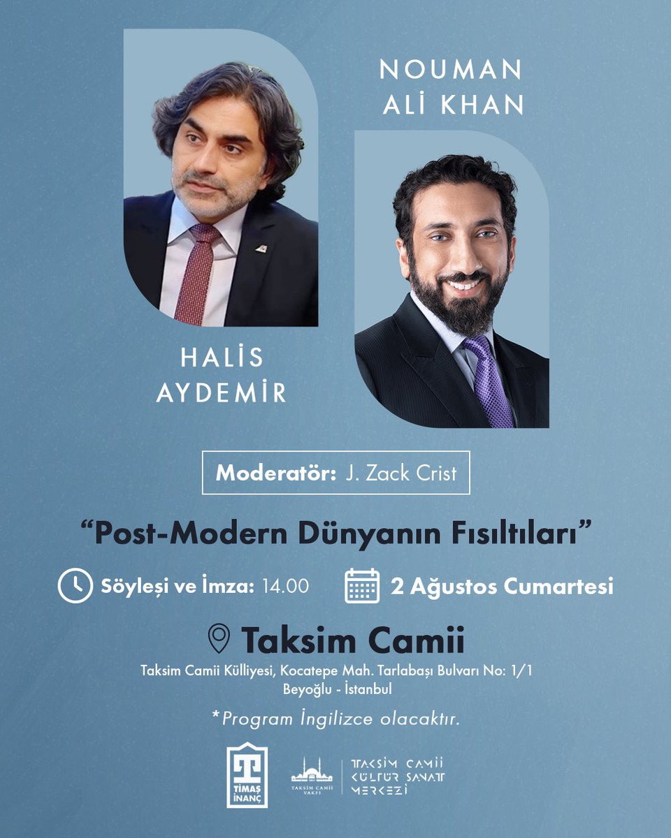 Post Modern Dünyanın Fısıltıları 

<a href="/Kuran_Dersleri/">Halis Aydemir</a> <a href="/taksimcamiiksm/">Taksim Camii Kültür Sanat Merkezi</a> <a href="/timasinanc/">Timaş İnanç</a>