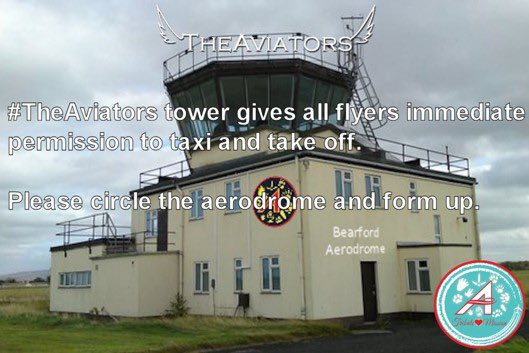 Captain Rocky: After Take-off we will circle #TheAviators aerodrome until everyone is airborne