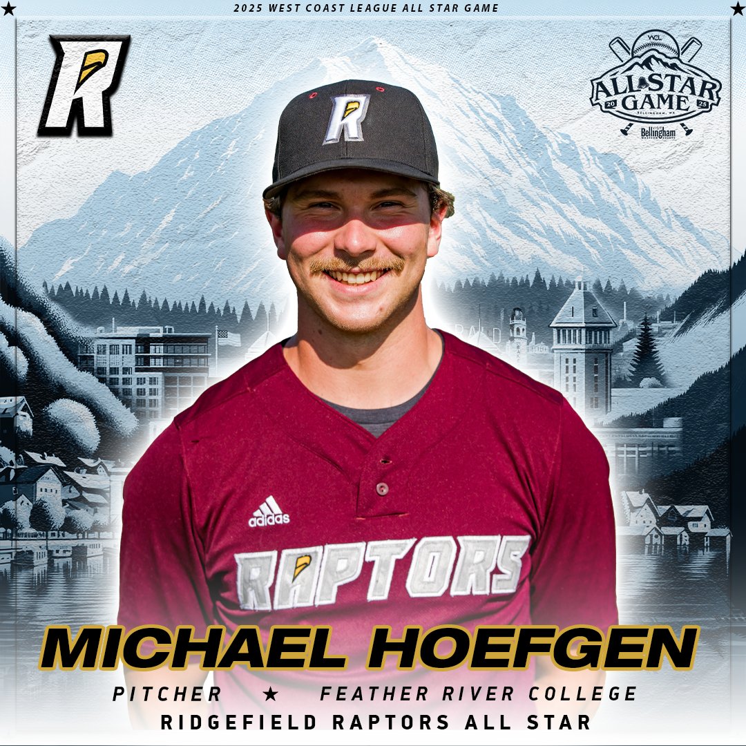 Another Raptor is heading to Bellingham! 🔥🌟

Congrats to Michael Hoefgen on being added to the South Division roster for the WCL All-Star Game! He’ll join Andrew Estrella and Noah Karliner in representing Ridgefield among the league’s best on Wednesday, July 16.

#GoRaps