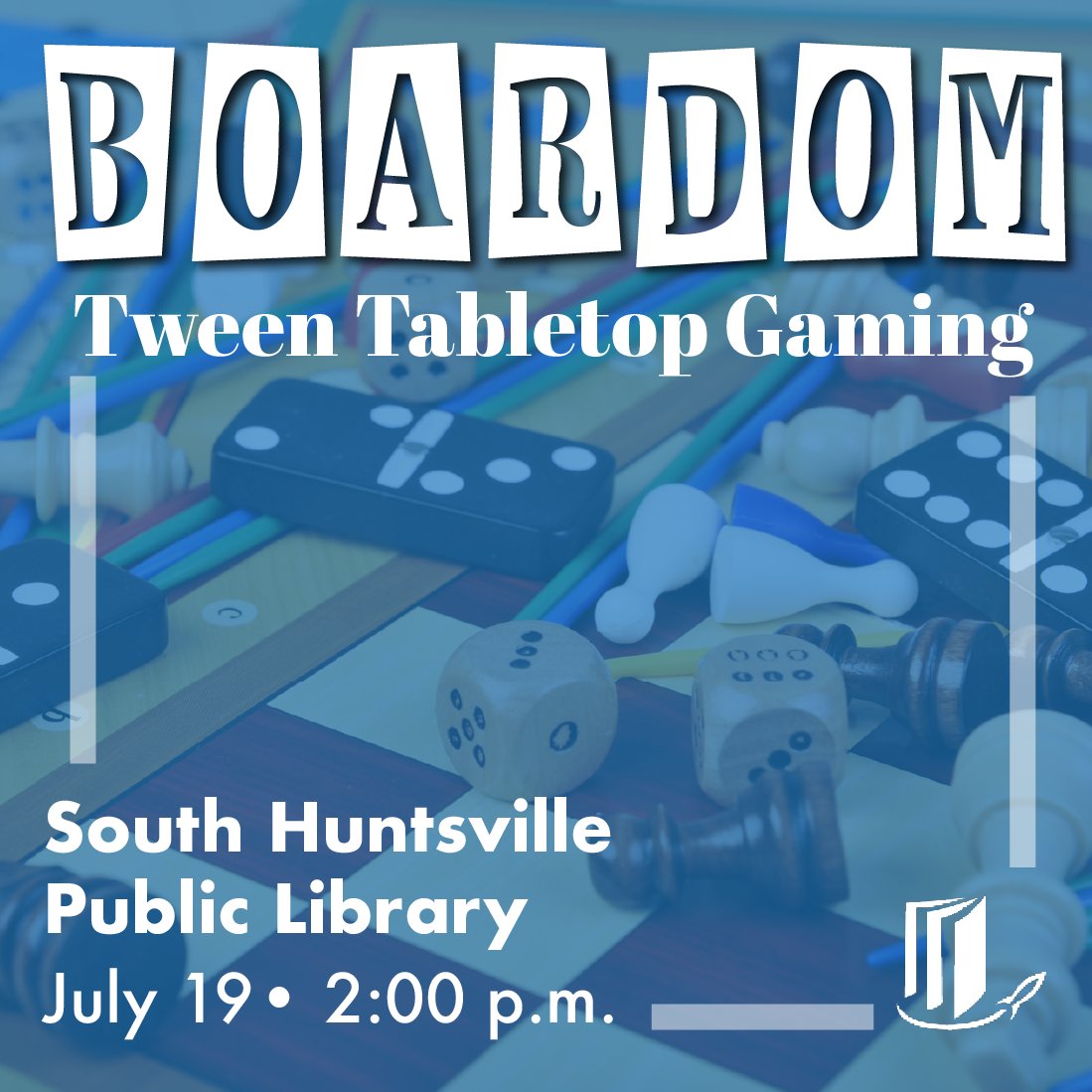 HMCPL's tweet image. 🥱 Bored this summer? Like board games?
Tweens &amp;amp; teens (ages 11 - 15) can join us to play games and hang out at South 🎲
#HMCPL #PublicLibrary #BoardGames #Games