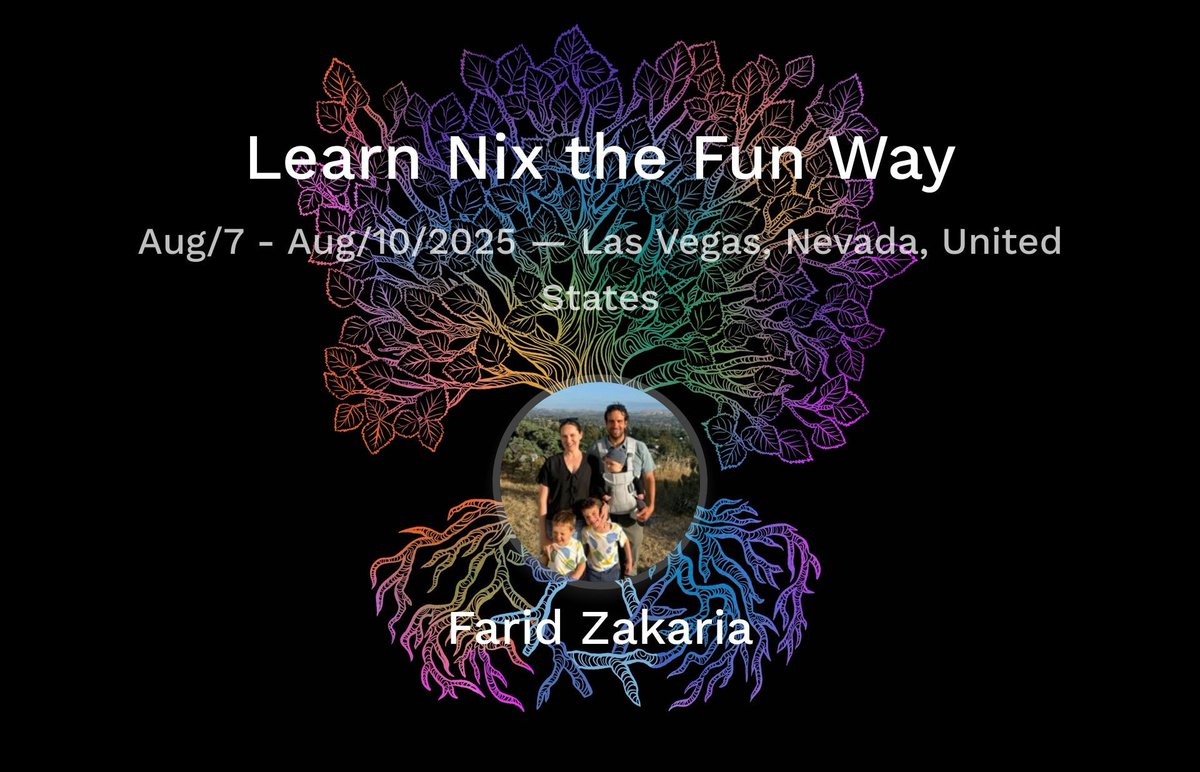 We are pleased to introduce <a href="/fmzakari/">Farid Zakaria</a>, a software engineer and PhD student, who will be discussing 'Learn Nix the Fun Way'.

#NixVegas #DEFCON