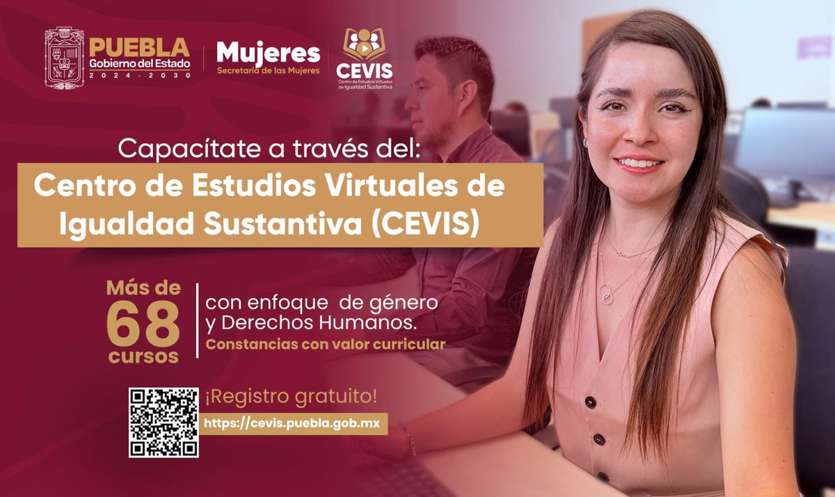 JLG_PARRA's tweet photo. La capacitación es una herramienta poderosa para transformar realidades. 🫶
Con la plataforma #CEVIS, en Puebla impulsamos el aprendizaje con enfoque en derechos humanos y perspectiva de género.
Gracias al impulso del gobernador @armentapuebla_ y en sintonía con la visión de la presidenta @Claudiashein, construimos una sociedad más informada, justa e igualitaria. 🤝
📲 Inscríbete en https://t.co/4kMbiknjD4
#PorAmorAPuebla
#PensarEnGrande