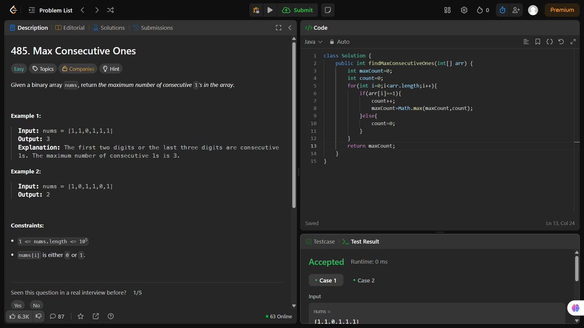 codewithamit01's tweet photo. 🚀 Just completed all the Easy Array questions from Striver’s DSA Sheet!

Some of the problems I solved:
✅ Left rotate an array by D places
✅ Remove Duplicates from Sorted Array
✅ Move Zeros to End
✅ Maximum Consecutive Ones
✅ Find the Number that Appears Once

#StriverSheet https://t.co/OfmbuFs0GN