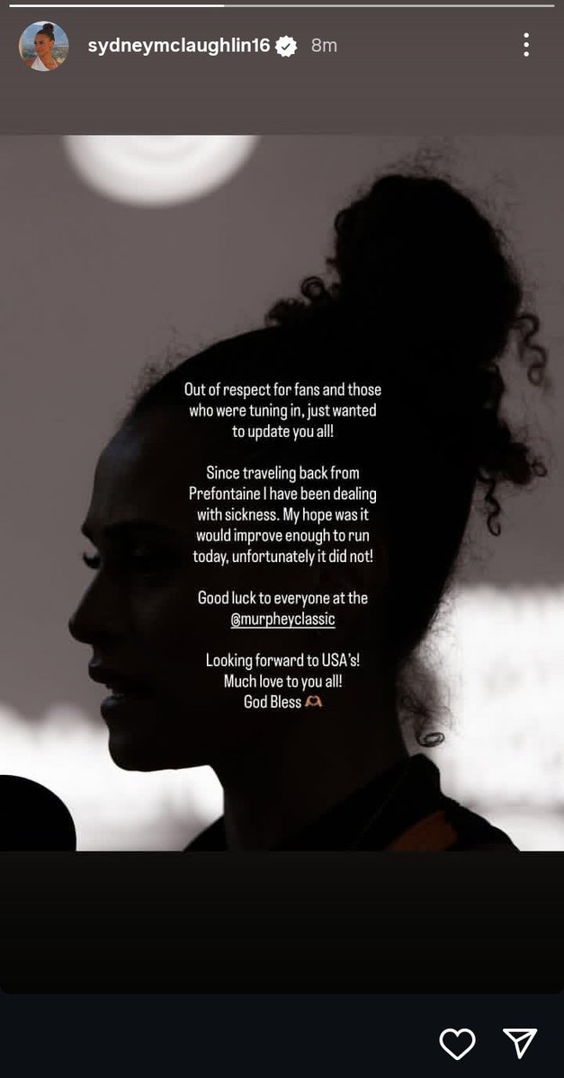 sydmclaughlinle's tweet image. 🚨 Sydney McLaughlin-Levrone will not run in Memphis tonight. She is yet to recover from the sickness she's been dealing with since travelling back from Eugene
She hoped her situation would have been better by now enough to run but that hasn't happened
We'll see her at trials