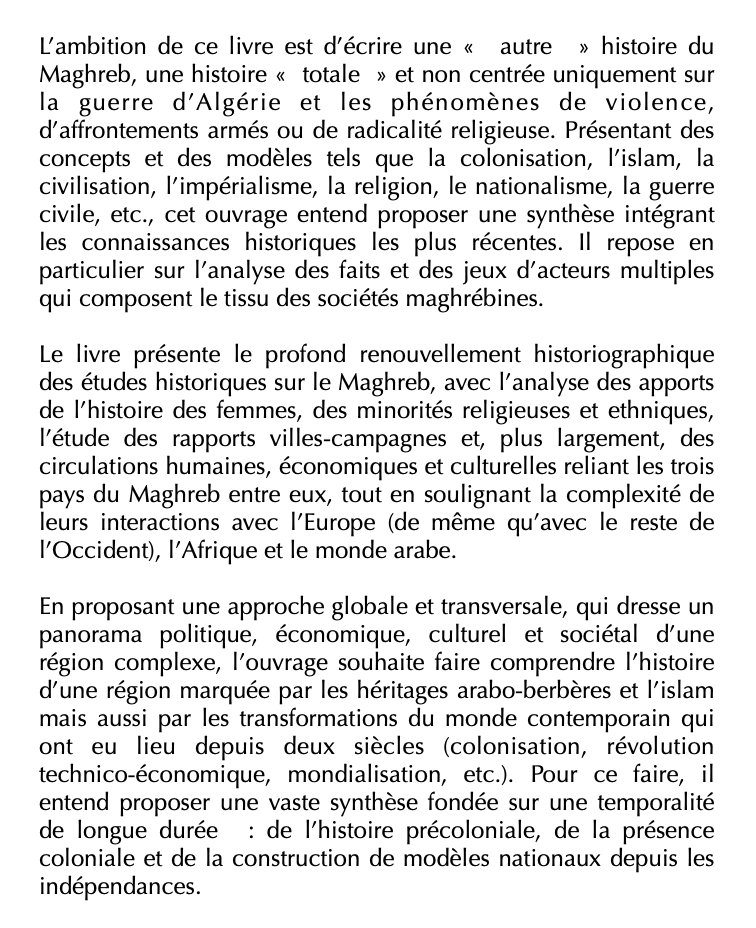 Majid Embarech - Histoire du Maghreb de la fin du 18e siècle aux printemps arabes

Les défis du monde contemporain

À paraître en novembre chez Armand Colin