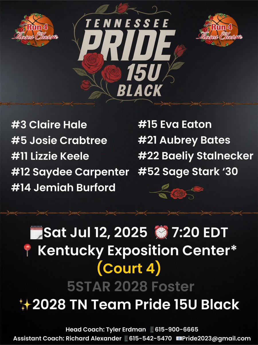 Headed to the Championship.
One more game. Let’s finish it the right way.

⏰ 7:20 PM | 📍 Court 4 | Kentucky Expo Center

<a href="/ClaireTN2028/">Claire Hale</a>
<a href="/Baeliy2028/">Baeliy Stalnecker</a>
@saydeecarpenter
<a href="/KeeleLizzie11/">Lizzie Keele</a>
@JosieCrabtree5
<a href="/evaeaton2028/">Eva Eaton</a>
<a href="/JemiahB2028/">Jemiah Burford</a>
#SageStark
#AubreyBates

#TTP #TeamFirst #WinTheBounce