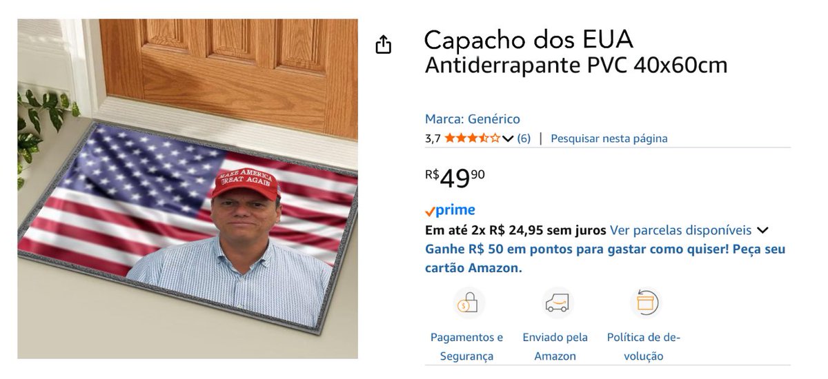 Já estão vendendo capacho patriota.