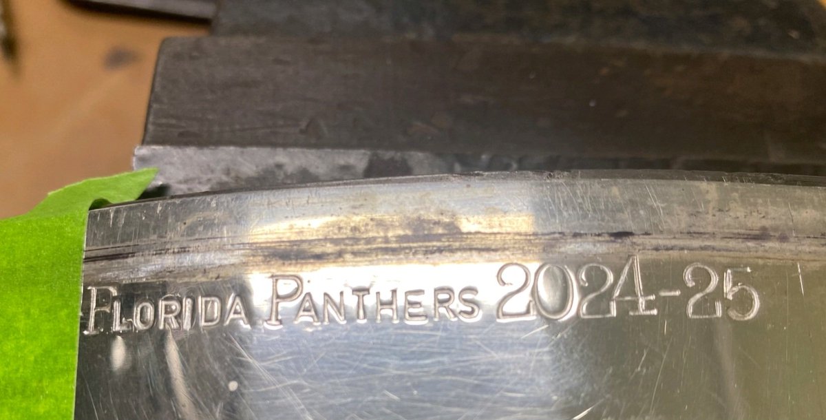 keeperofthecup's tweet image. Check out the process of how the @FlaPanthers got their name engraved on the #stanleycup @HockeyHallFame @NHL