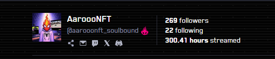 AaroooNFT l CGG I KEK I Soulbound (@aarooonft) on Twitter photo Finally hit the 300 streaming hours on <a href="/Soulbound_TV/">Soulbound TV</a> , Watch my streams daily on soulbound โฅ๏ธ Finally hit the 300 streaming hours on <a href="/Soulbound_TV/">Soulbound TV</a> , Watch my streams daily on soulbound โฅ๏ธ