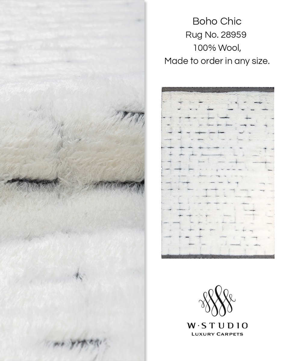 wstudiocarpets's tweet image. Our Boho Chic carpet grounded this dining room with effortless style — a bold black woven base paired with plush white shag pile for softness and contrast. Cozy, cool, and full of character. 🤍🖤 #WStudiocarpets #InteriorDesign #CustomRug