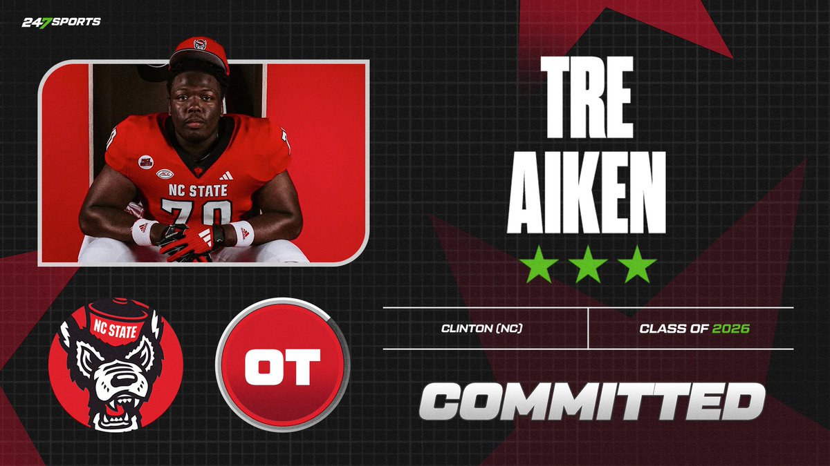 MichaelClark247's tweet image. #NCState adds top OL target @TreAiken6 to its 2026 recruiting class @PackPride :

247sports.com/college/north-…
