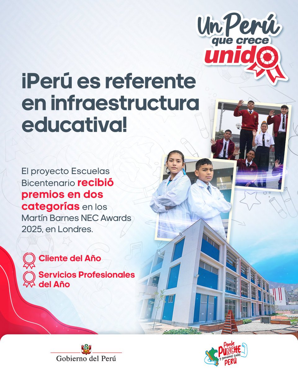 PerúEduca (@perueduca) on Twitter photo 🏫📚¡Transformando el futuro del Perú con educación! ✅El innovador proyecto <a href="/ebicentenariope/">Escuelas Bicentenario</a> fue reconocido en Londres por su excelencia operativa en gestión pública, y consolida a nuestro país como referente en infraestructura educativa en América Latina. #UnPerúQueCreceUnido 🏫📚¡Transformando el futuro del Perú con educación! ✅El innovador proyecto <a href="/ebicentenariope/">Escuelas Bicentenario</a> fue reconocido en Londres por su excelencia operativa en gestión pública, y consolida a nuestro país como referente en infraestructura educativa en América Latina. #UnPerúQueCreceUnido