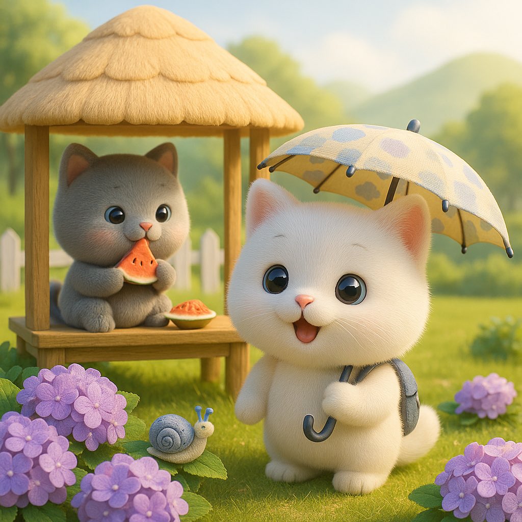 PikoPaya's tweet photo. Sunny days, silly snails &amp; sweet watermelons 🍉🐌☀️
Paya found a tiny friend while Piko is busy being the watermelon king 🍉👑
Summer park moments with Persiki = instant mood boost!
Stickers &amp; merch ➜ https://t.co/36EBOwrjeD + https://t.co/FAKDRwg3ae

#Persiki #PikoandPaya #Cat https://t.co/UB5N5tJCv4