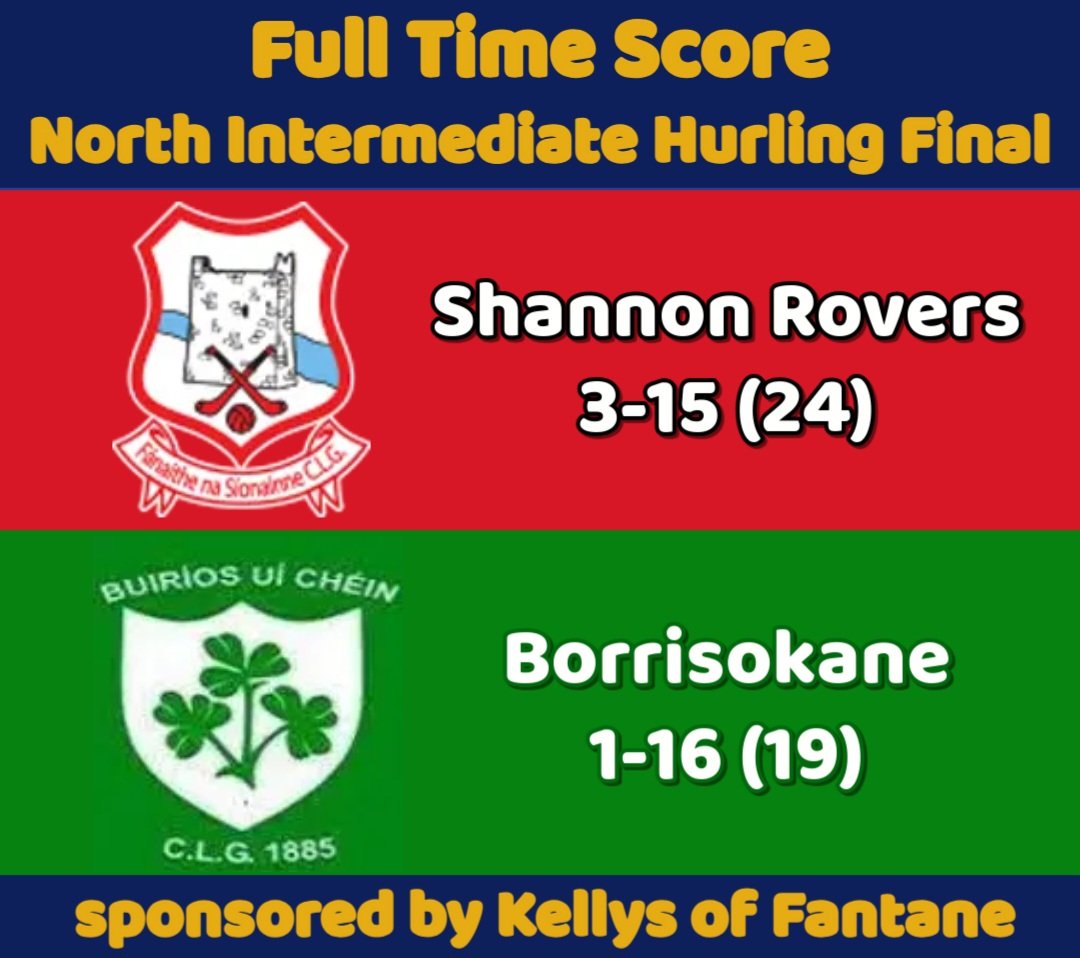 Kelly's of Fantane North Intermediate Hurling Final Result:

Shannon Rovers 3-15
Borrisokane 1-16