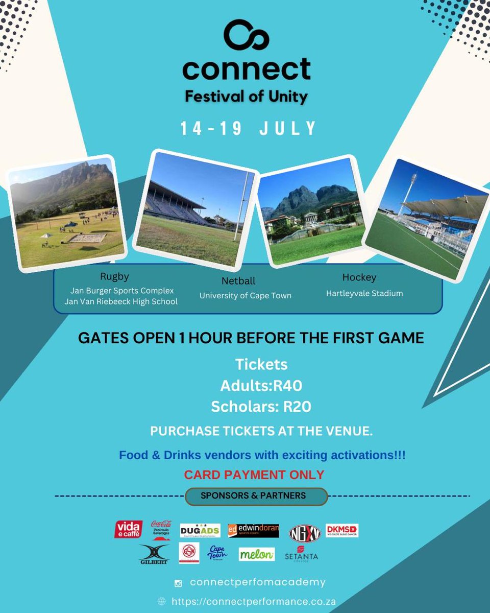 This is more than a festival — it's the beginning of the next chapter in the Connect story.

The Connect Festival of Unity (14–19 July) brings together over 20 local schools and clubs to compete against international touring teams across venues throughout the city.