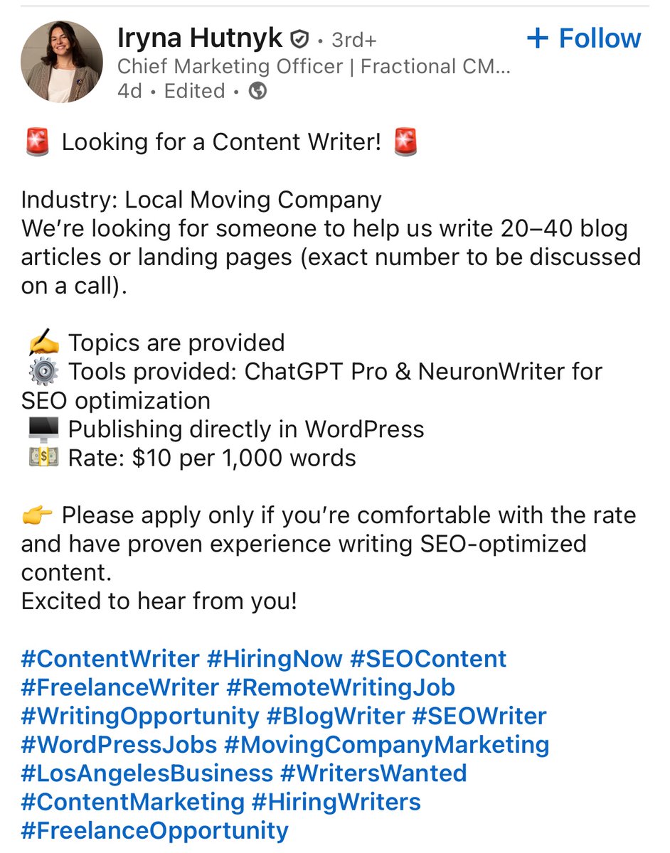 look at this hot garbage

$10 per 1,000 words… just say you’re looking for a prompt writer to pump out pure trash

infuriating