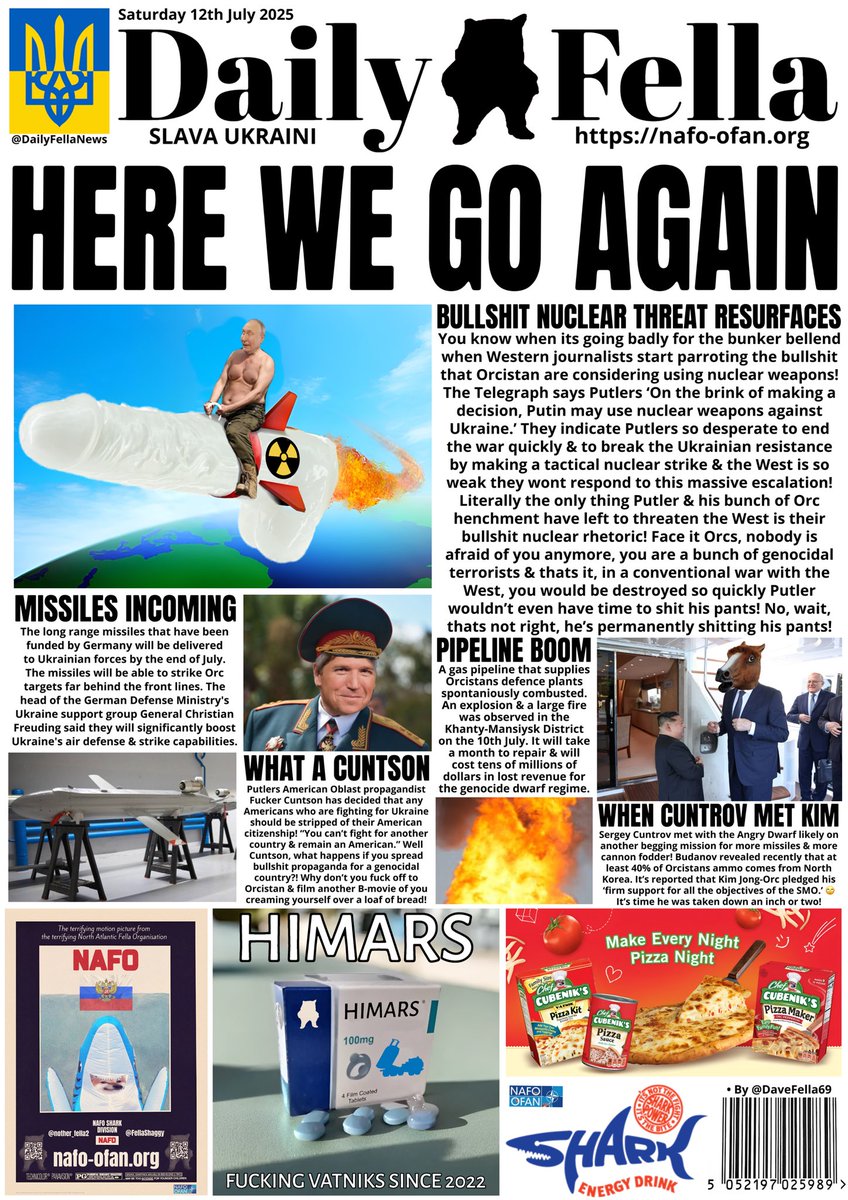 It’s Daily Fella time. Read about Putin’s nuclear threats making the Western press once again, Ukraine to get new long range missiles this month &amp; Lavrov meets Kim Jong Un. 

#DailyFella #DailyFellaNews #SlavaUkraini #NAFO