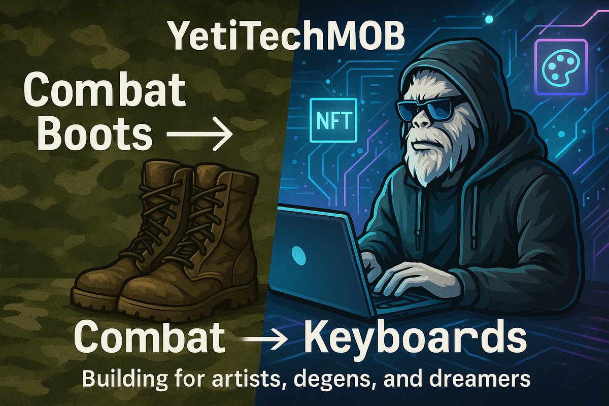 YetiTechMOB went from combat boots to keyboards.
Now he’s building for artists, degens, and dreamers.
🔹 NFTs
🔹 Tools
🔹 Utility
Be early. Be active. Be Mob.
🔗 Twitter/X: <a href="/YetiTechMOB/">Yeti Tech</a>
🐧Join the <a href="/BabyPenguClub/">Baby Pengu</a> now!
💰 Solana CA: 3kBEZJLh8oCFApS3vqkgun3V9ronYh1J8EKzrksT6VEb