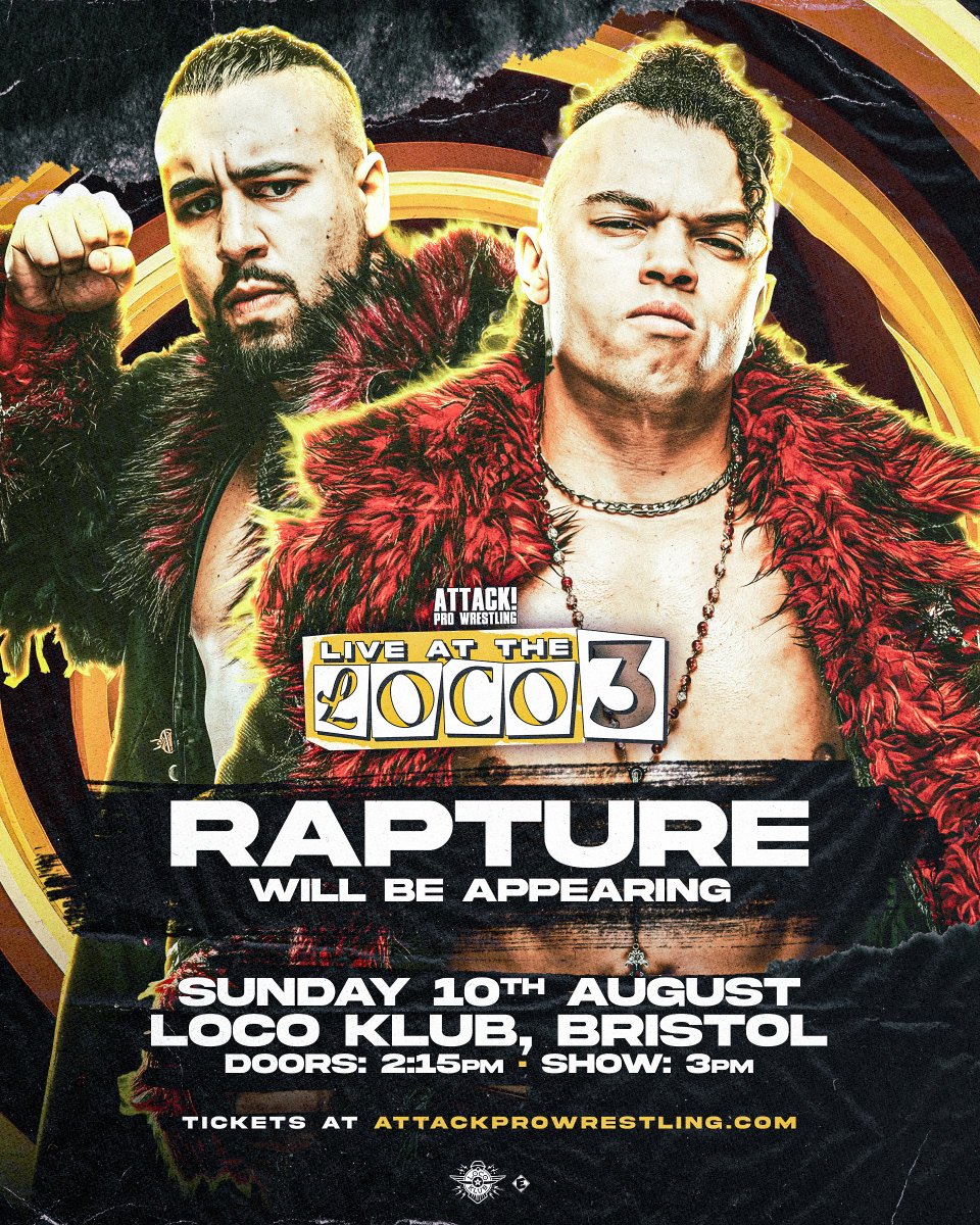 RAPTURE make their ATTACK! Pro Wrestling debut next month in Bristol at LIVE AT THE LOCO 3!

Get tickets NOW 👇
🎟️headfirstbristol.co.uk/whats-on/loco-…