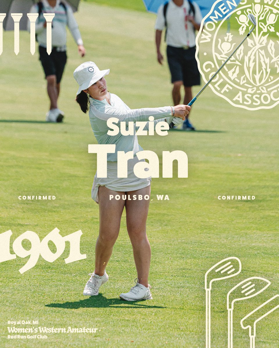 WWGAGOLF's tweet image. A trio of Women's Western Junior champions will tee it up next week at Red Run, including 2024 winner Samantha Brown in her Women's Western Amateur debut. 

🏆 Samantha Brown, @PurdueWGolf 
🏆 Suzie Tran, @LouisvilleWGOLF 
🏆 Mara Janess, @UMichWGolf