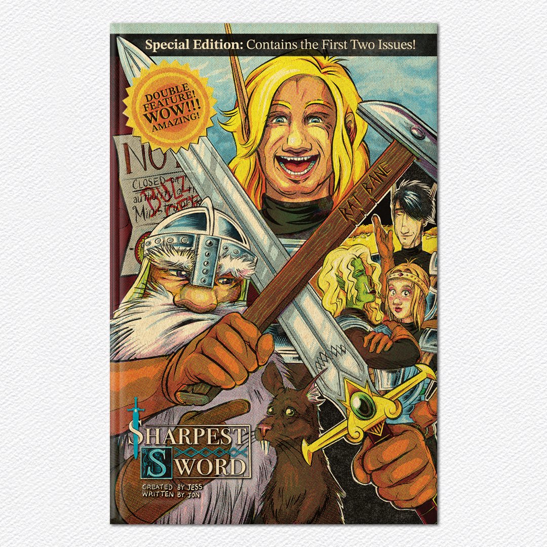 HollanderCooper's tweet image. ⚔️ Sharpest Sword Issue 2: The Talking Sword is OUT NOW! ⚔️
Grab the new issue today, or get the Special Edition that combines Issues 1 & 2 into one fancy book (complete with a special cover)!
Check them out: linktr.ee/sharpestsword