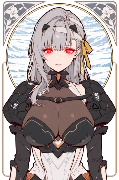 Heretic Modernia / ヘレティックモダニア(2) Her eyes, reunited with him, shimmered with a crimson glow. #NIKKE #勝利の女神NIKKE #メガニケ