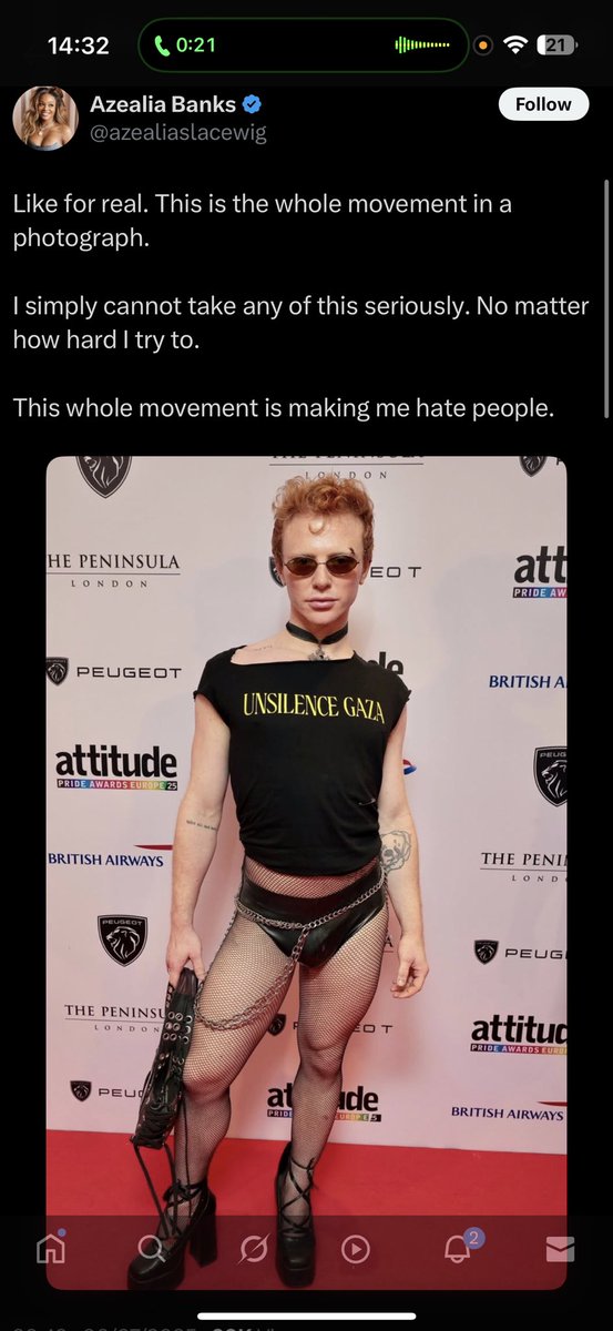 Bระผรฮทร (@biminibabes) on Twitter photo The <a href="/AttitudeMag/">Attitude Magazine</a> awards last week was so inspiring I cried like 5 times. Thanks for having me ๐ฉท
I wanted to wear this โUnsilence Gazaโ tee because whatโs happening in Palestine is being live-streamed and it truly feels apocalyptic that it is continuing to happen. The <a href="/AttitudeMag/">Attitude Magazine</a> awards last week was so inspiring I cried like 5 times. Thanks for having me ๐ฉท
I wanted to wear this โUnsilence Gazaโ tee because whatโs happening in Palestine is being live-streamed and it truly feels apocalyptic that it is continuing to happen.
